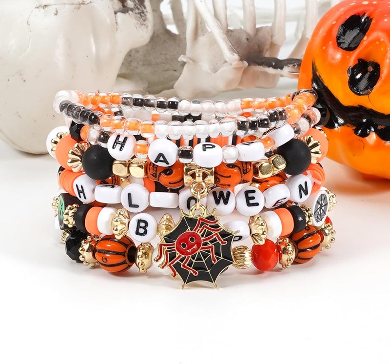 Lonext Halloween Bracelets Stackable Heishi Beaded Stretch Bracelets - Image 4
